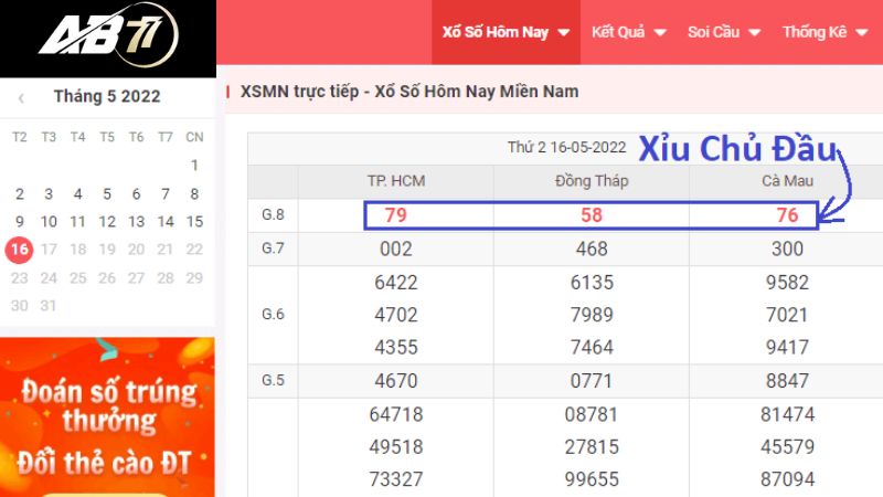 cách tính xỉu chủ miền Nam chi tiết